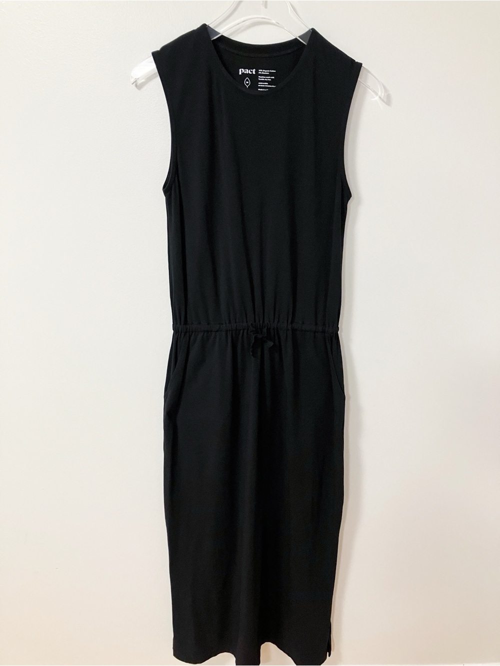 Pact | Black Relaxed Slub Tank Maxi Dress M Eco Minimalist Neutral Sustainable